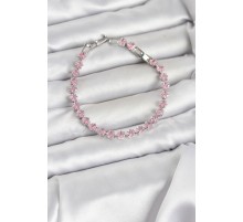 Pembe Kare Zirkon Taşlı Gümüş Renk Pirinç Su Yolu Kadın Bileklik - TJ-BB8323