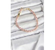Pembe Kare Zirkon Taşlı Gold Renk Pirinç Su Yolu Kadın Bileklik - TJ-BB8324