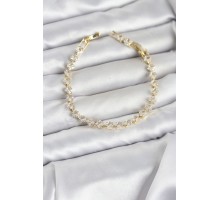 Kare Zirkon Taşlı Gold Renk Pirinç Su Yolu Kadın Bileklik - TJ-BB8326