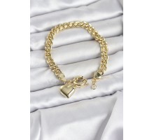 Kalp Detaylı Gold Renk Pirinç Kadın Bileklik - TJ-BB8328