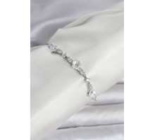 Baget Zirkon Taşlı Çiçek Model Gümüş Renk Asansörlü Kadın Bileklik - TJ-BB8329