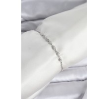 Gümüş Renk Zincir Model Zirkon Taşlı Pirinç Asansörlü Kadın Bileklik - TJ-BB8331