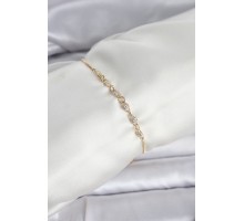 Gold Renk Zincir Model Zirkon Taşlı Pirinç Asansörlü Kadın Bileklik - TJ-BB8332