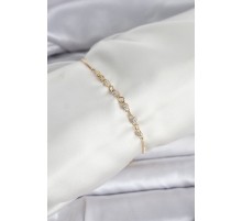 Gold Renk Zincir Model Zirkon Taşlı Pirinç Asansörlü Kadın Bileklik - TJ-BB8332