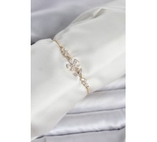 Gold Renk Zirkon Taşlı Papatya Model Asansörlü Kadın Bileklik - TJ-BB8334