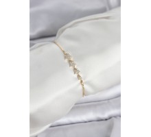 Gold Renk Zirkon Taşlı Yıldız Model Asansörlü Kadın Bileklik - TJ-BB8336