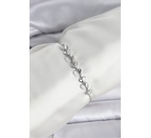 Gümüş Renk Zirkon Taşlı Sıralı Damla Model Asansörlü Kadın Bileklik - TJ-BB8337