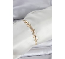 Gold Renk Zirkon Taşlı Sıralı Damla Model Asansörlü Kadın Bileklik - TJ-BB8338