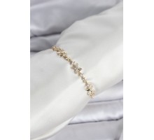 Gold Renk Yonca Model Zirkon Taşlı Asansörlü Kadın Bileklik - TJ-BB8341