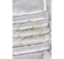 Gold Renk Zirkon Taşlı Pirinç 3'lü Kadın Bileklik Kombini - TJ-BB8343