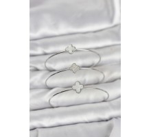 Gümüş Renk Yonca Model Zirkon Taşlı 3'lü Kadın Bileklik Kombini - TJ-BB8344