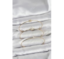 Gold Renk Kutup Yıldızı Model Zirkon Taşlı 3'lü Kadın Bileklik Kombini - TJ-BB8347