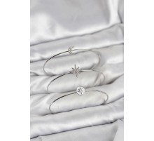 Gümüş Renk Zirkon Taşlı Kutup Yıldızı Model 3'lü Kadın Bileklik Kombini - TJ-BB8354