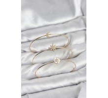 Gold Renk Zirkon Taşlı Kutup Yıldızı Model 3'lü Kadın Bileklik Kombini - TJ-BB8355