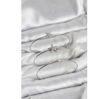 Gümüş Renk Zirkon Taşlı Deniz Yıldızı Model 3'lü Kadın Bileklik Kombini - TJ-BB8356