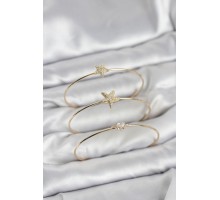 Gold Renk Zirkon Taşlı Deniz Yıldızı Model 3'lü Kadın Bileklik Kombini - TJ-BB8357