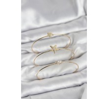 Gold Renk Zirkon Taşlı Deniz Yıldızı Model 3'lü Kadın Bileklik Kombini - TJ-BB8357