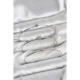 Zirkon Taşlı Kutup Yıldızı Model Gümüş Renk 3'lü Kadın Bileklik Kombini TJ-BB8358