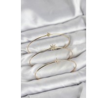 Zirkon Taşlı Kutup Yıldızı Model Gold Renk 3'lü Kadın Bileklik Kombini - TJ-BB8359