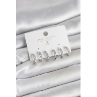 Gümüş Renk Pirinç Zirkon Taşlı Kadın Küpe TJ-BKP11641