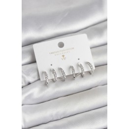Gümüş Renk Pirinç Zirkon Taşlı Kadın Küpe TJ-BKP11641