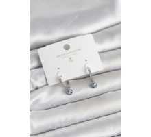 Minimal Nazarlı Model Gümüş Renk Zirkon Taşlı Kadın Küpe - TJ-BKP11643