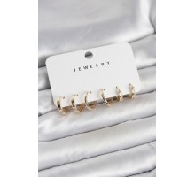 Gold Renk Pirinç 3 Çift Kadın Küpe Seti - TJ-BKP11644