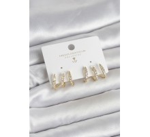 Gold Renk Pirinç Zirkon Taşlı Kadın Küpe - TJ-BKP11648