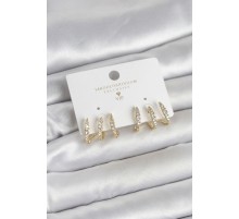 Gold Renk Pirinç Zirkon Taşlı Kadın Küpe - TJ-BKP11648