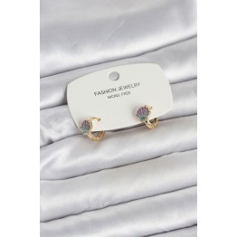 Deniz Kabuğu Model Gold Pirinç Çocuk Küpe - TJ-BKP11649