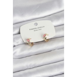 Pembe Yunus Balığı Model Gold Renk Pirinç Çocuk Küpe TJ-BKP11650