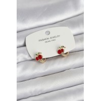 Kiraz Model Gold Renk Pirinç Çocuk Küpe - TJ-BKP11653
