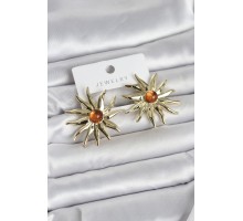 Güneş Model Gold Renk Pirinç Kadın Küpe - TJ-BKP11654