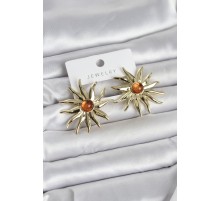 Güneş Model Gold Renk Pirinç Kadın Küpe - TJ-BKP11654