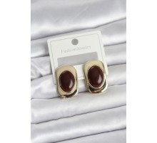 Kahverengi Renk Kare Model Vintage Kadın Küpe - TJ-BKP11656