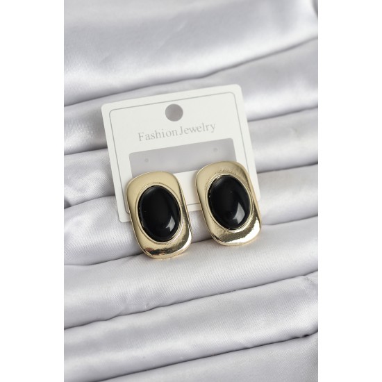 Siyah Renk Kare Model Vintage Kadın Küpe - TJ-BKP11657