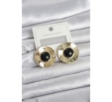 Vintage Model Siyah Gold Renk Pirinç Kadın Küpe - TJ-BKP11662