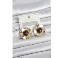 Vintage Model Kahverengi Gold Renk Pirinç Kadın Küpe - TJ-BKP11663