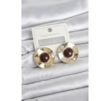 Vintage Model Kahverengi Gold Renk Pirinç Kadın Küpe - TJ-BKP11663