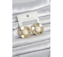 Vintage Model Beyaz Gold Renk Pirinç Kadın Küpe - TJ-BKP11665