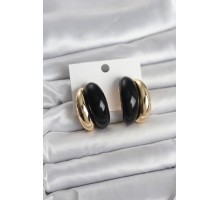 Damla Model Siyah Vintage Gold Renk Kadın Küpe - TJ-BKP11666