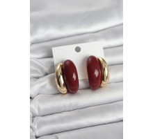 Damla Model Bordo Vintage Gold Renk Kadın Küpe - TJ-BKP11667
