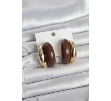 Damla Model Kahverengi Vintage Gold Renk Kadın Küpe - TJ-BKP11668