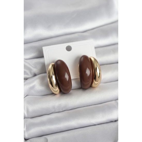 Damla Model Kahverengi Vintage Gold Renk Kadın Küpe - TJ-BKP11668