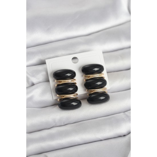 Siyah Vintage Model Gold Renk Kadın Küpe - TJ-BKP11675