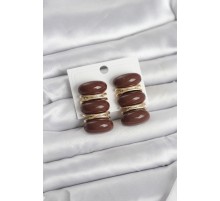 Kahverengi Vintage Model Gold Renk Kadın Küpe - TJ-BKP11677