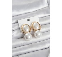 Pirinç Gold Renk Model İncili Kadın Küpe - TJ-BKP11685