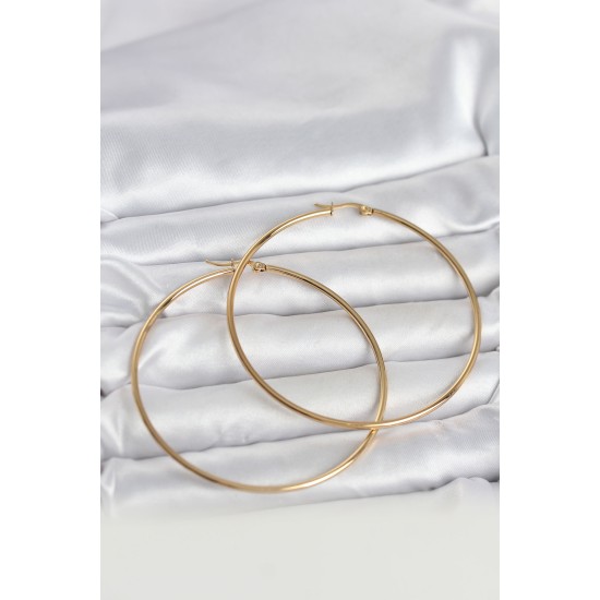 316L Çelik Gold Renk 70 mm Kadın Halka Küpe - TJ-BKP11687