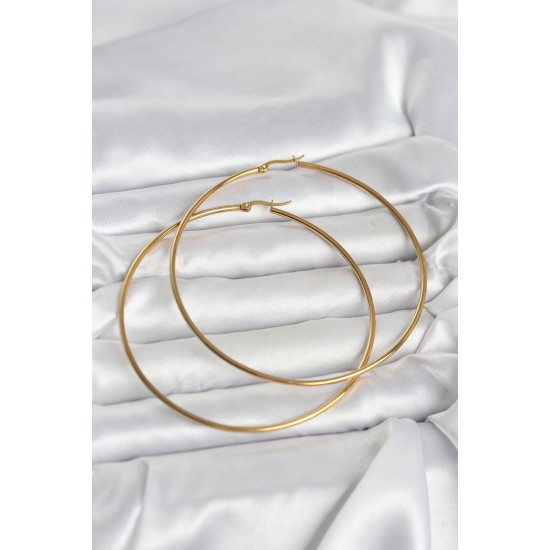 316L Çelik Gold Renk 80 mm Kadın Halka Küpe - TJ-BKP11688