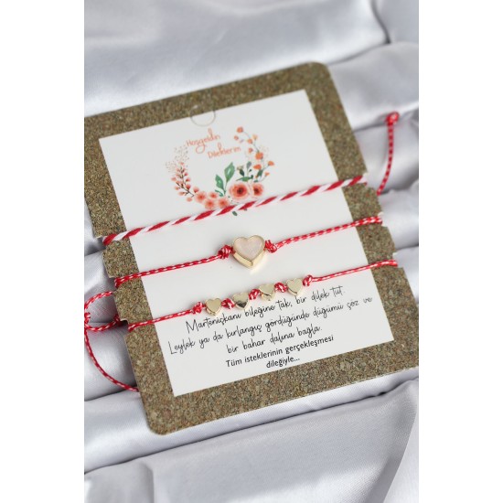 Marteniçka Bileklik 3'lü Beyaz Mineli Kalp Model - TJ-BB8360